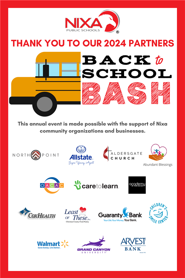 Thank you to our 2024 partners. Back to School Bash. Thank you to our 2024 partners. Back to School Bash.